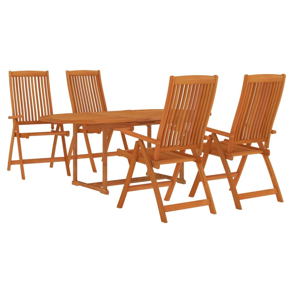 5 Piece Patio Dining Set Solid Wood Eucalyptus at Set Shop and Smile