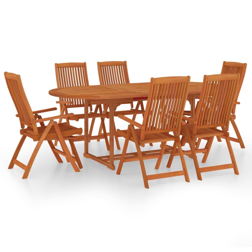 7 Piece Patio Dining Set Solid Wood Eucalyptus at Set Shop and Smile