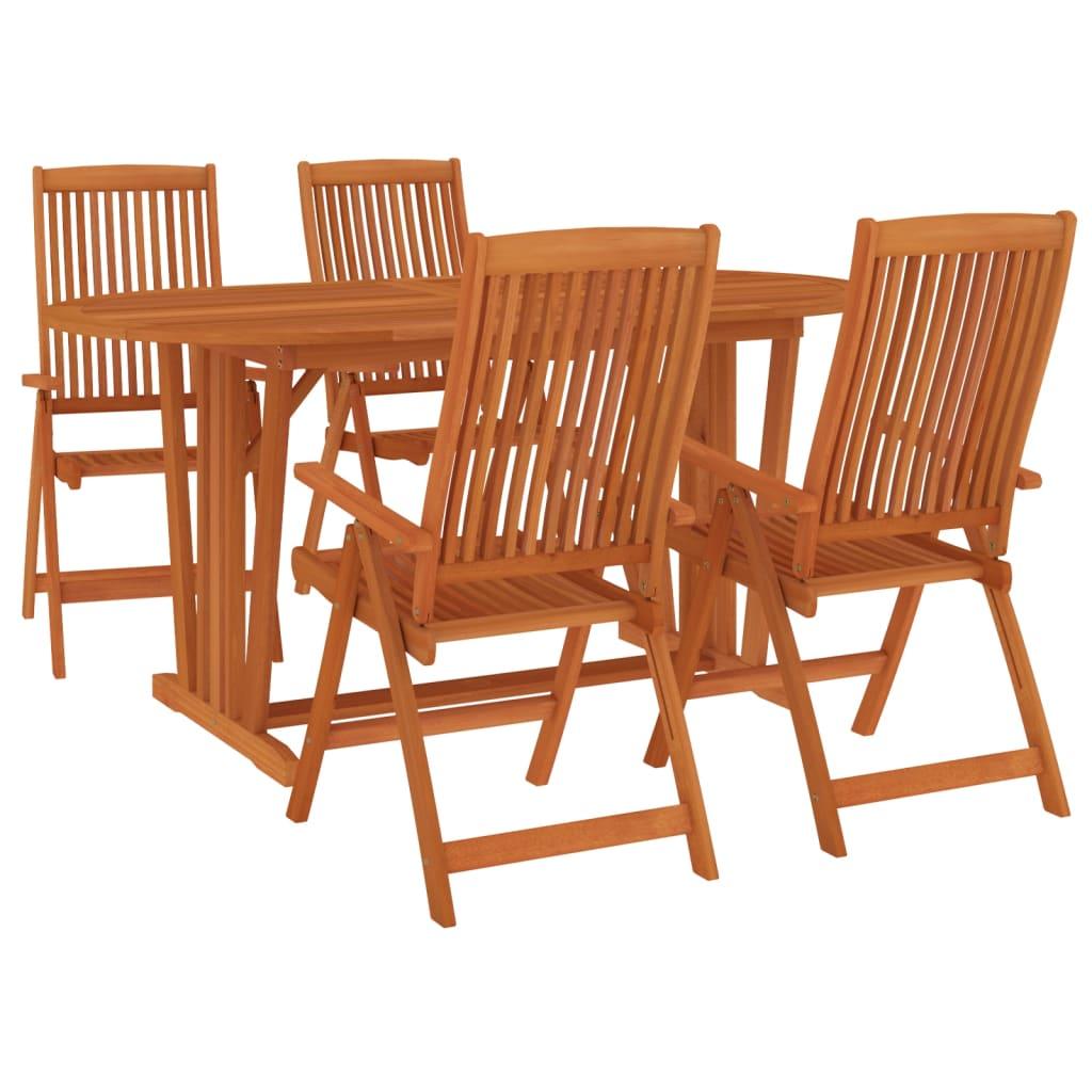 5 Piece Patio Dining Set Solid Wood Eucalyptus at Set Shop and Smile