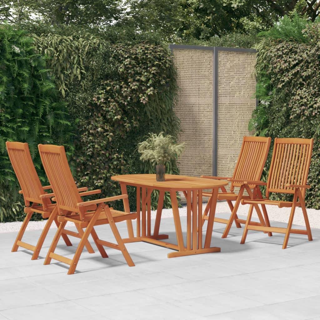 5 Piece Patio Dining Set Solid Wood Eucalyptus at Set Shop and Smile