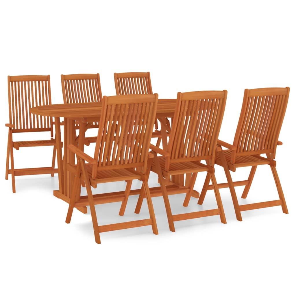 7 Piece Patio Dining Set Solid Wood Eucalyptus at Set Shop and Smile