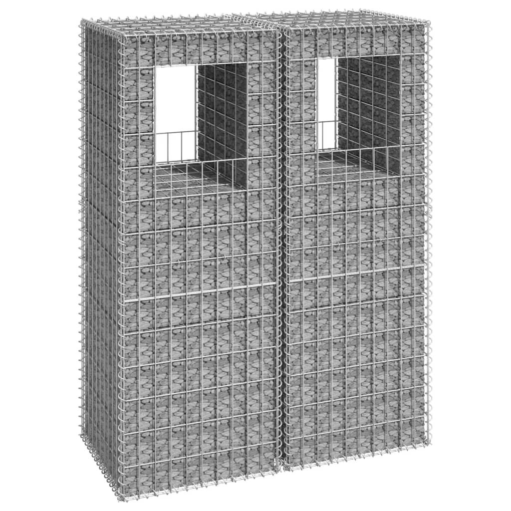 Gabion Basket Posts 2 pcs 19.7"x19.7"x55.1" Iron at Set Shop and Smile