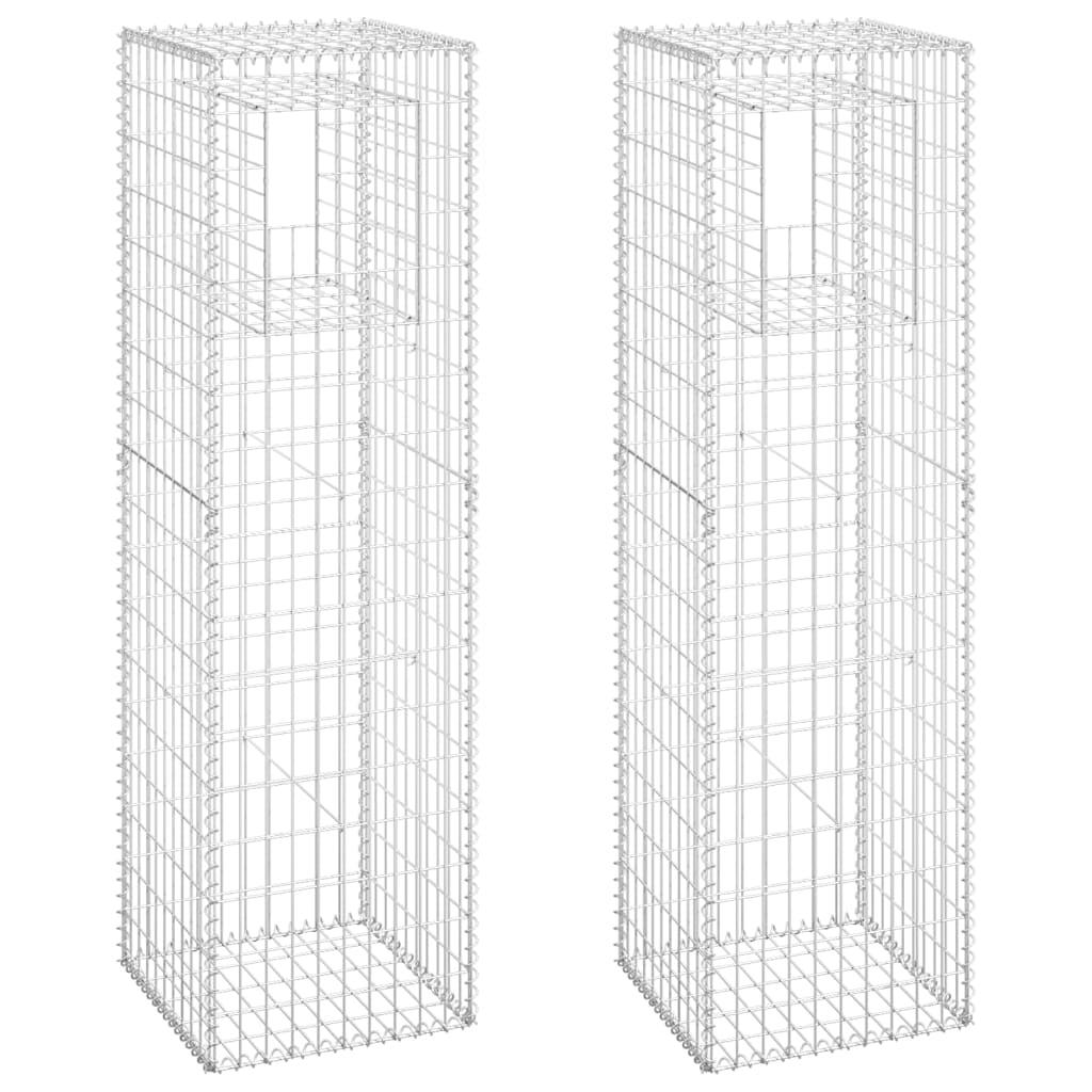 Gabion Basket Posts 2 pcs 19.7"x19.7"x70.9" Iron at Set Shop and Smile