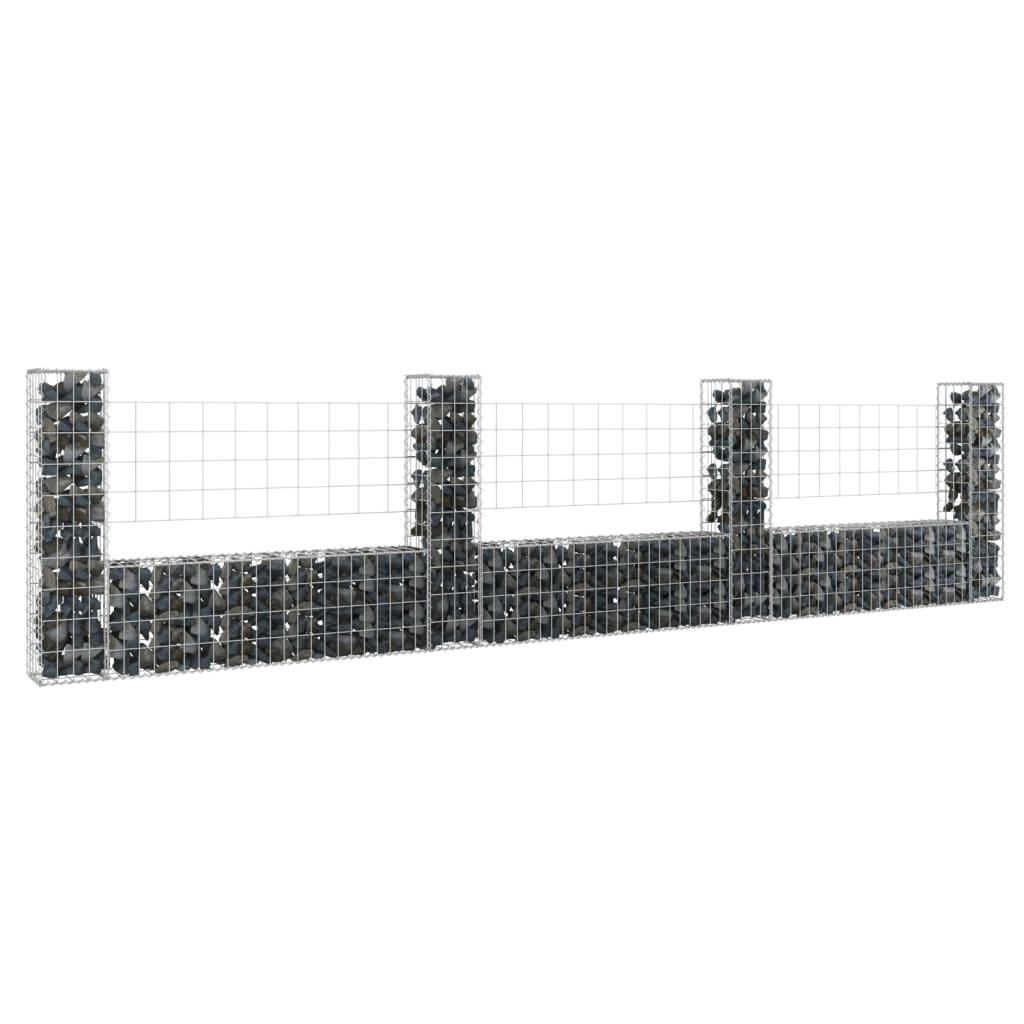 U-shape Gabion Basket with 4 Posts Iron 149.6"x7.9"x39.4" at Set Shop and Smile