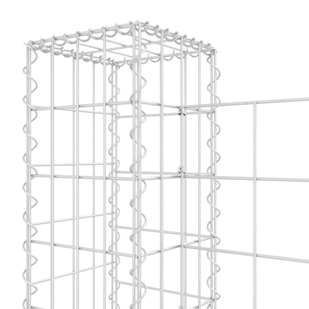 U-shape Gabion Basket with 7 Posts Iron 291.3"x7.9"x39.4" at Set Shop and Smile