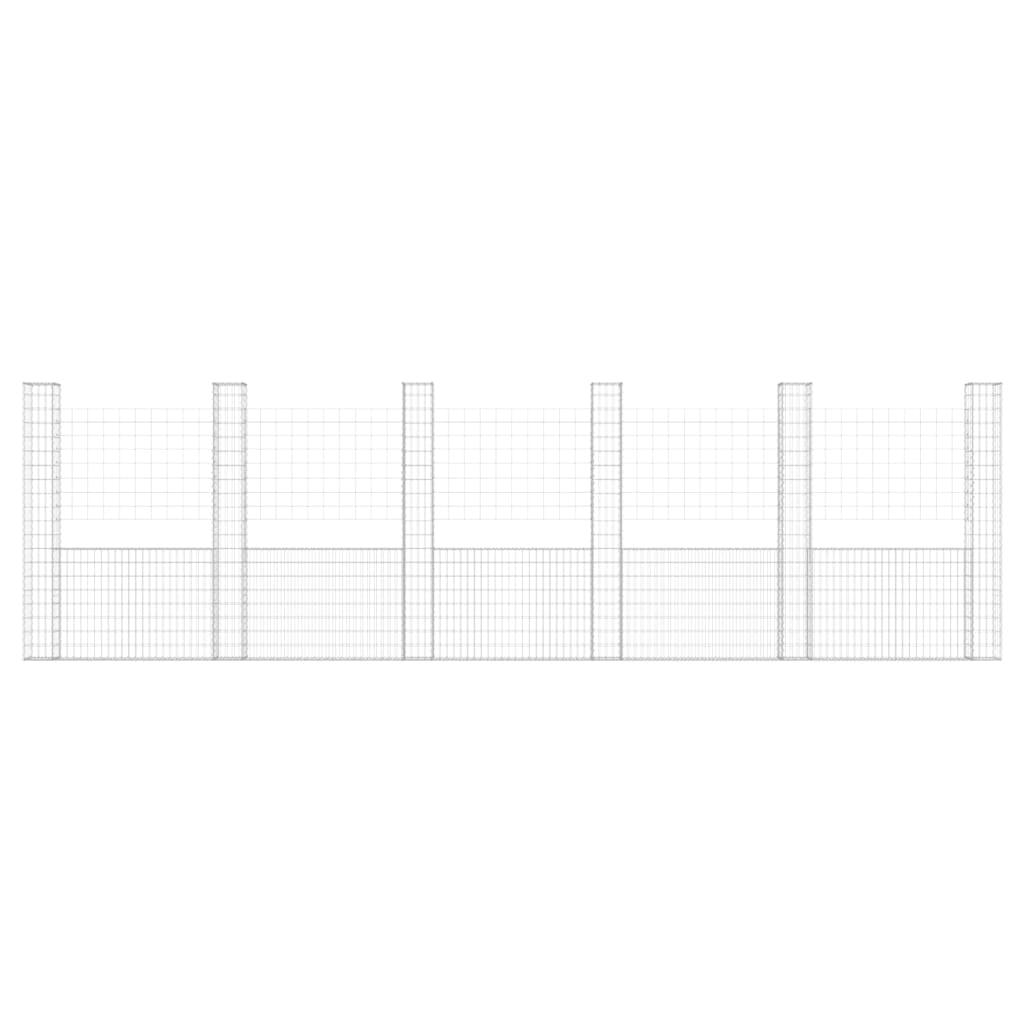 U-shape Gabion Basket with 6 Posts Iron 244.1"x7.9"x78.7" at Set Shop and Smile