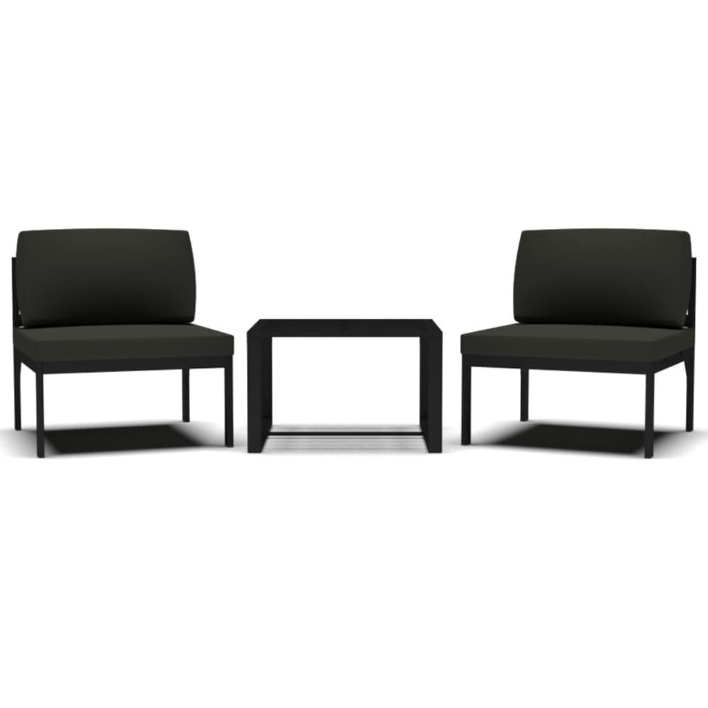 3 Piece Patio Sofa Set with Cushions Aluminum Anthracite at Set Shop and Smile