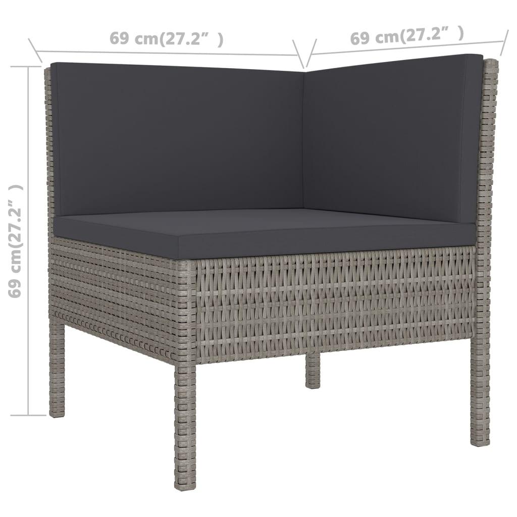 9 Piece Patio Lounge Set with Cushions Poly Rattan Gray at Set Shop and Smile