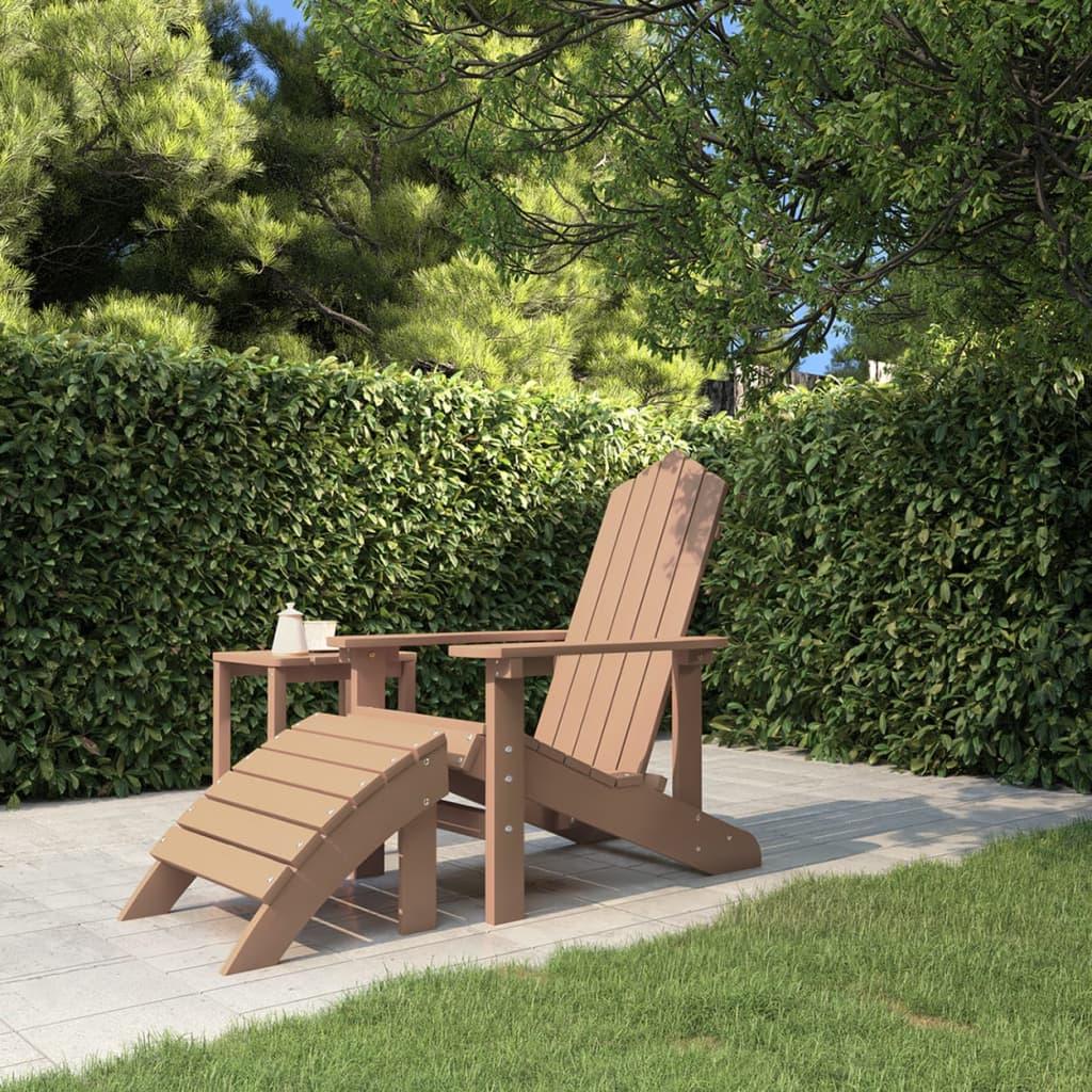 Patio Adirondack Chair with Footstool HDPE Brown at Set Shop and Smile