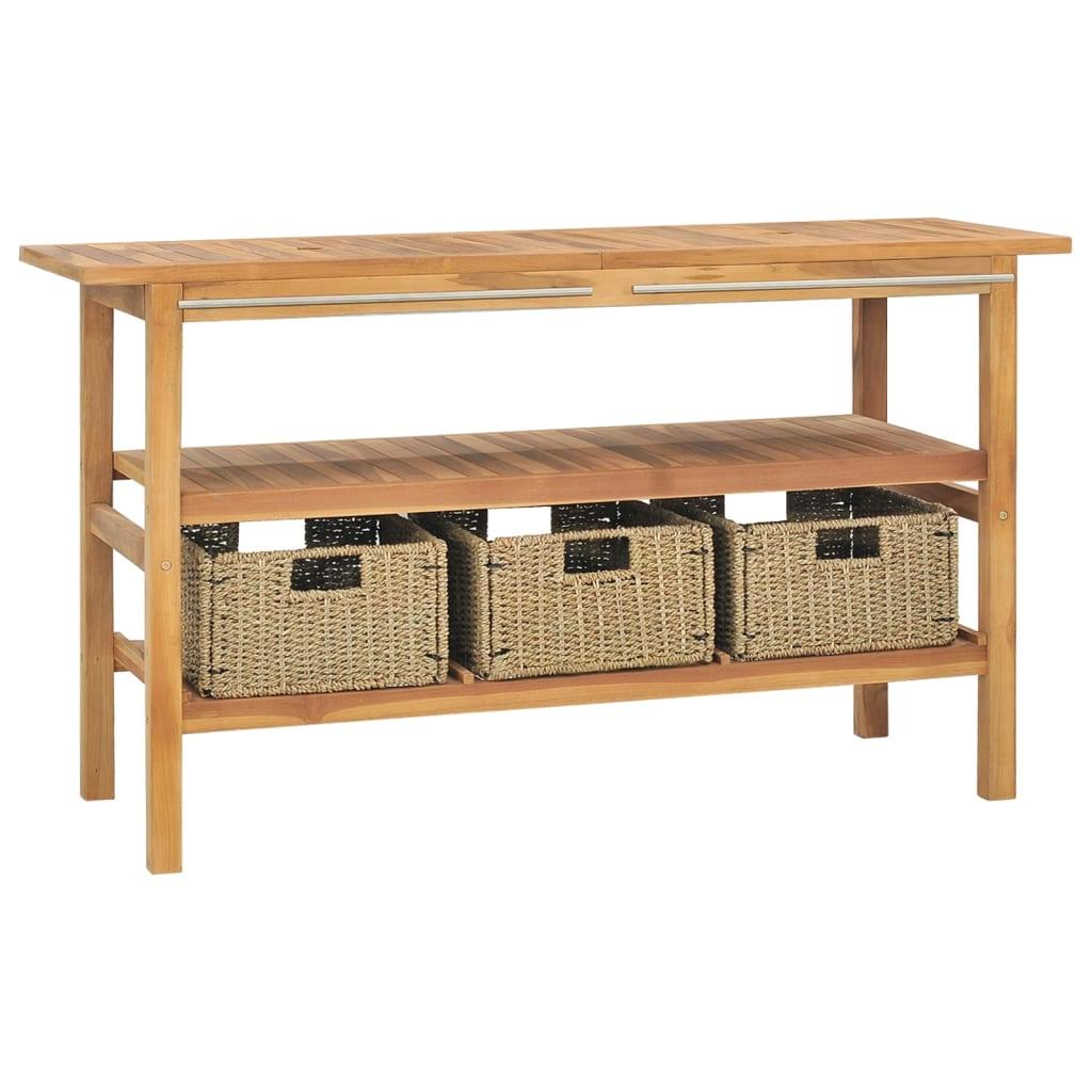 Bathroom Vanity Cabinet with 3 Baskets Solid Wood Teak 52"x17.7"x29.5" at Set Shop and Smile