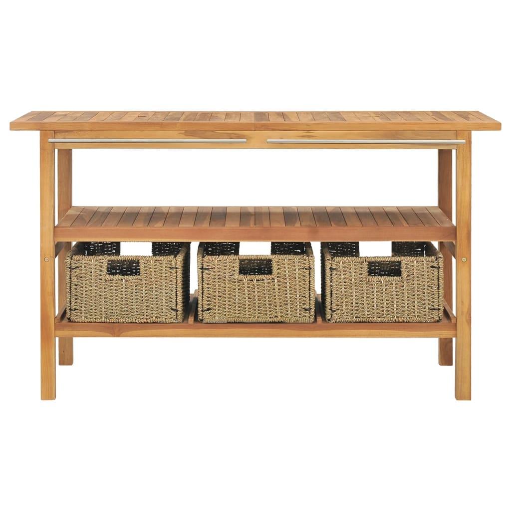 Bathroom Vanity Cabinet with 3 Baskets Solid Wood Teak 52"x17.7"x29.5" at Set Shop and Smile