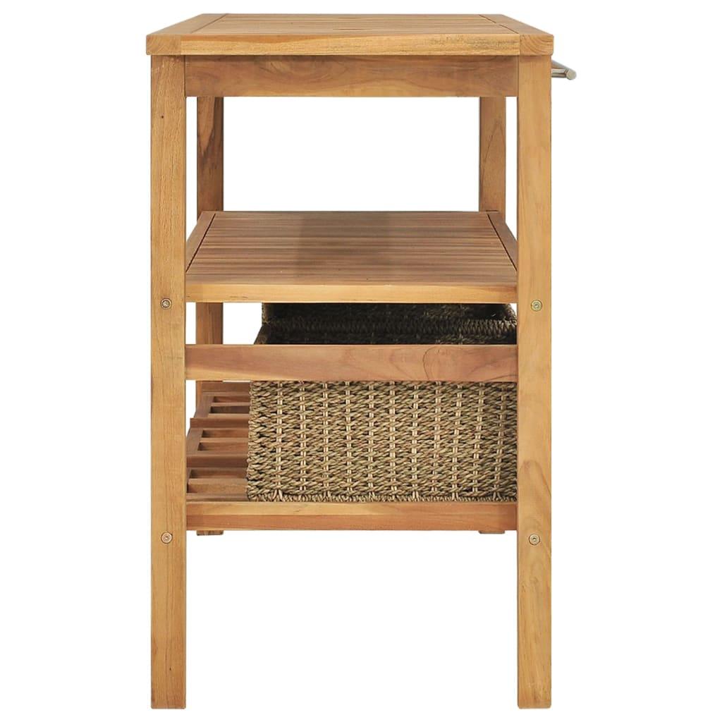 Bathroom Vanity Cabinet with 3 Baskets Solid Wood Teak 52"x17.7"x29.5" at Set Shop and Smile