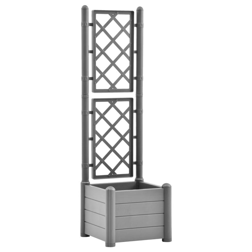 Garden Planter with Trellis 16.9"x16.9"x55.9" PP Stone Gray at Set Shop and Smile