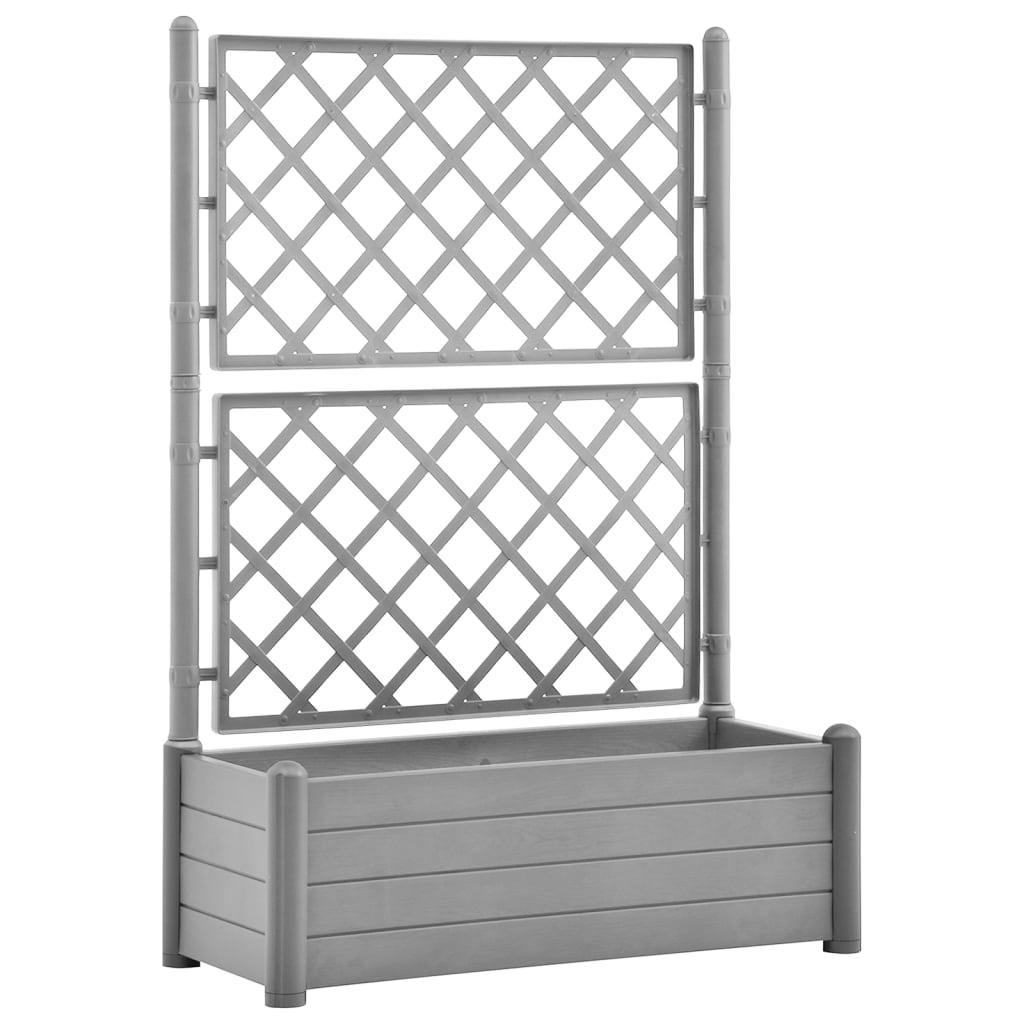 Garden Planter with Trellis 39.4"x16.9"x55.9" PP Stone Gray at Set Shop and Smile