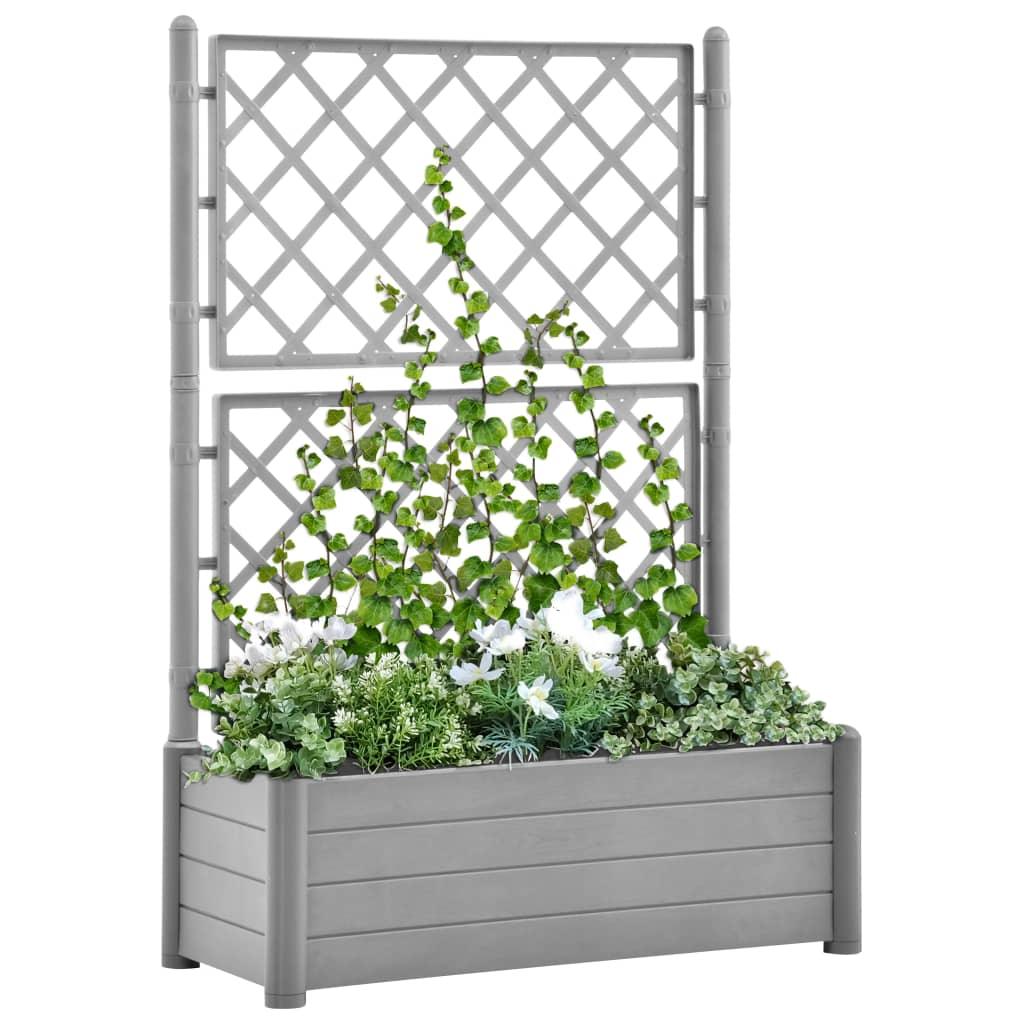 Garden Planter with Trellis 39.4"x16.9"x55.9" PP Stone Gray at Set Shop and Smile