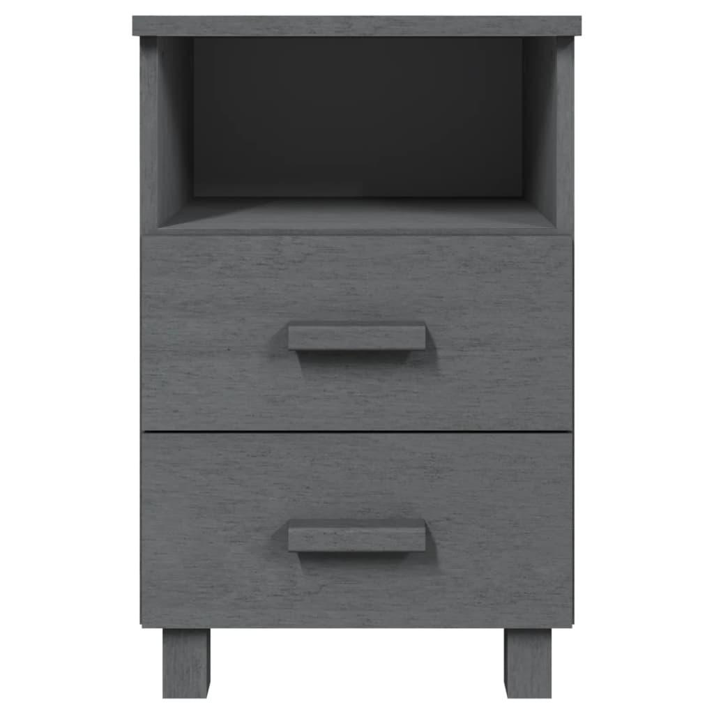 Bedside Cabinet Dark Gray 15.7"x13.8"x24.4" Solid Wood Pine at Set Shop and Smile