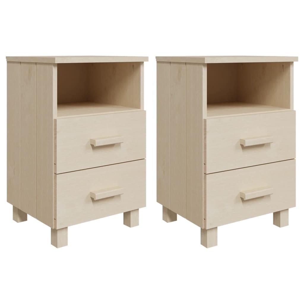 Bedside Cabinets 2 pcs Honey Brown 15.7"x13.8"x24.4" Solid Wood Pine at Set Shop and Smile