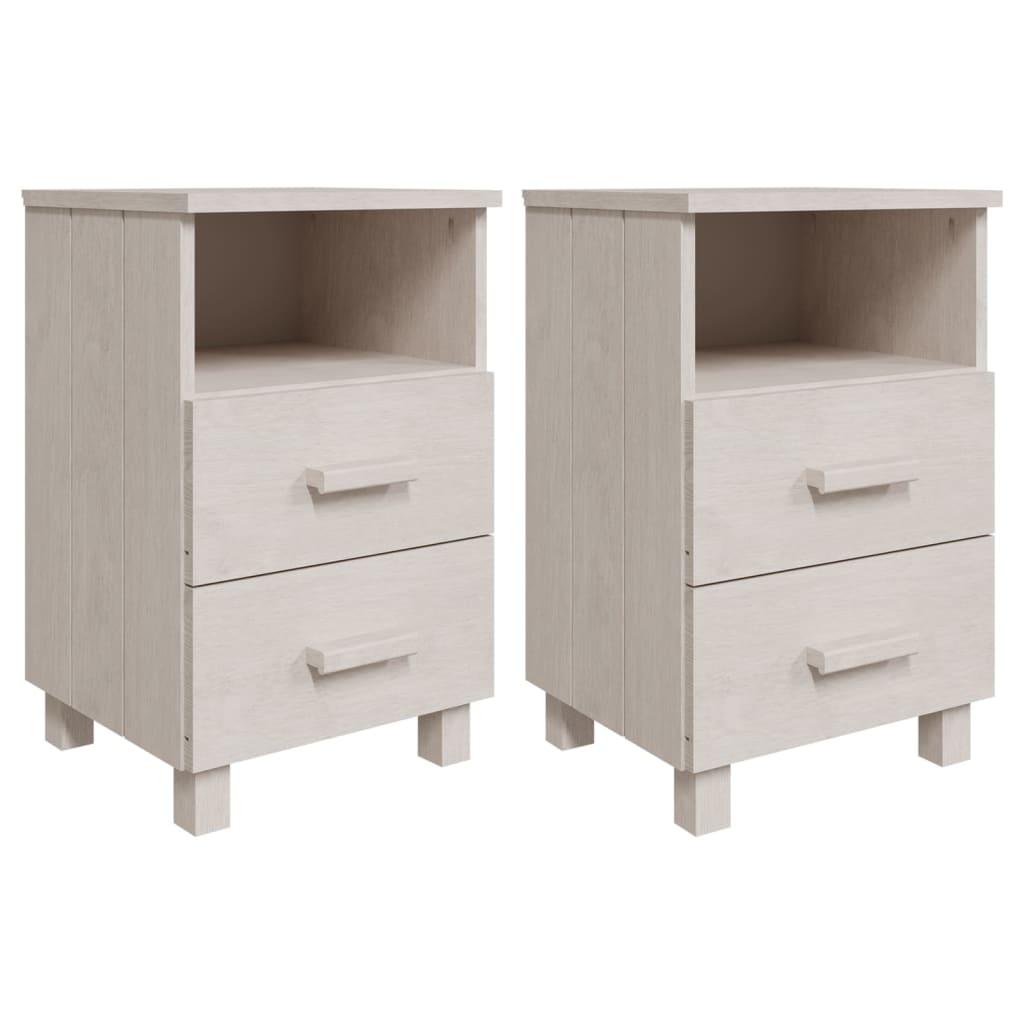 Bedside Cabinets 2 pcs White 15.7"x13.8"x24.4" Solid Wood Pine at Set Shop and Smile