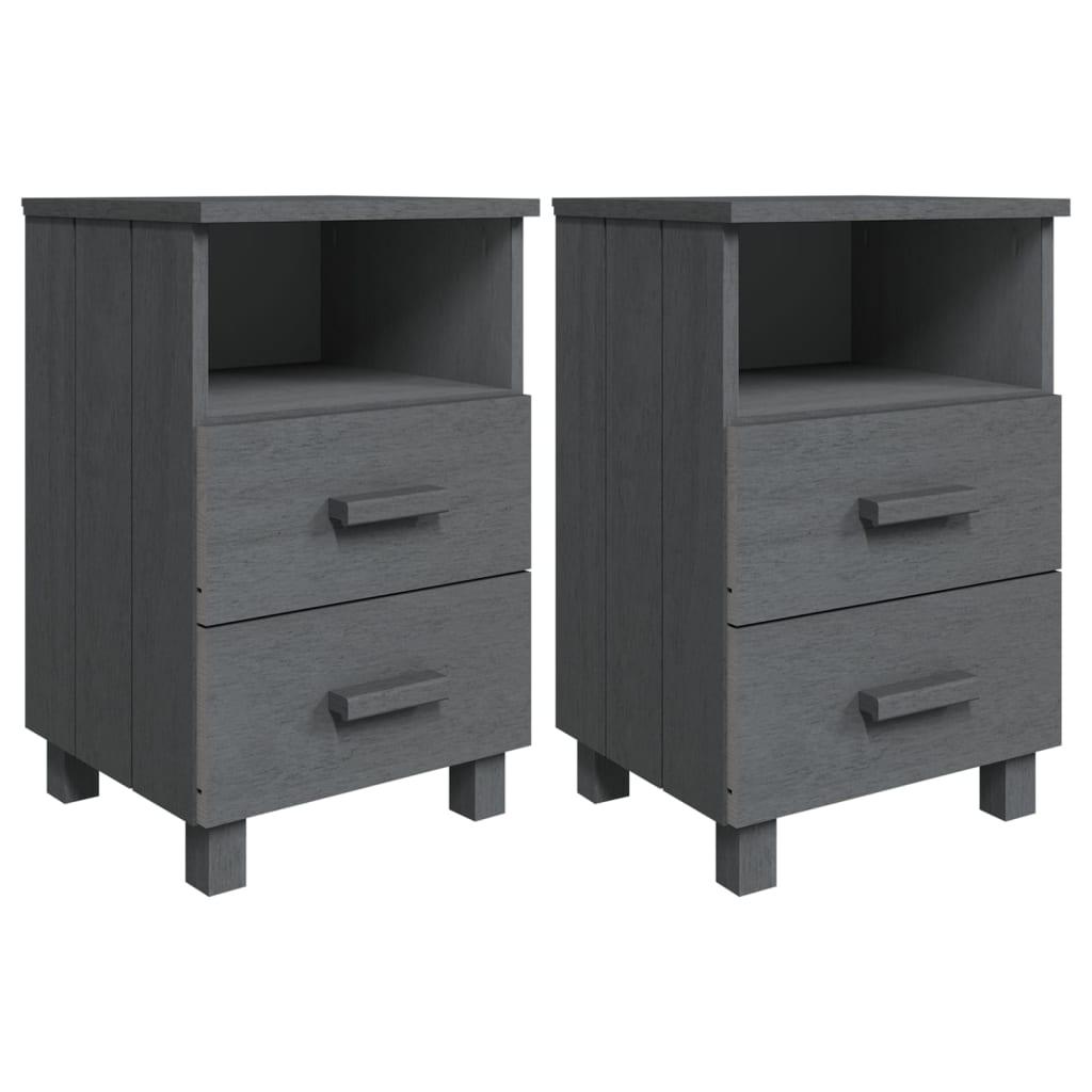 Bedside Cabinets 2 pcs Dark Gray 15.7"x13.8"x24.4" Solid Wood Pine at Set Shop and Smile