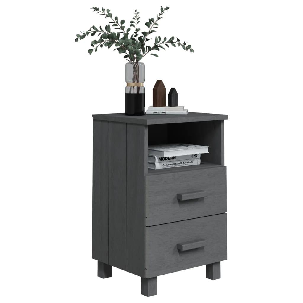 Bedside Cabinets 2 pcs Dark Gray 15.7"x13.8"x24.4" Solid Wood Pine at Set Shop and Smile