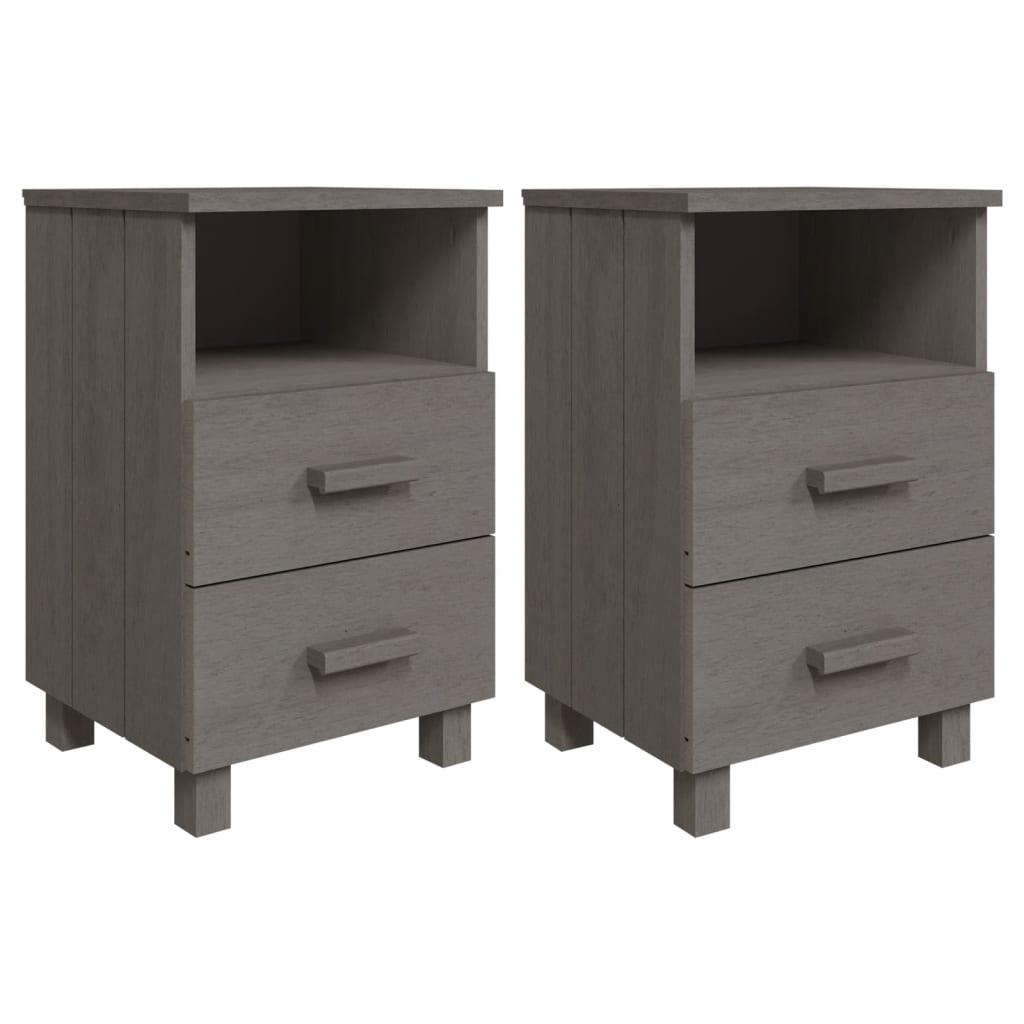 Bedside Cabinets 2 pcs Light Gray 15.7"x13.8"x24.4" Solid Wood Pine at Set Shop and Smile