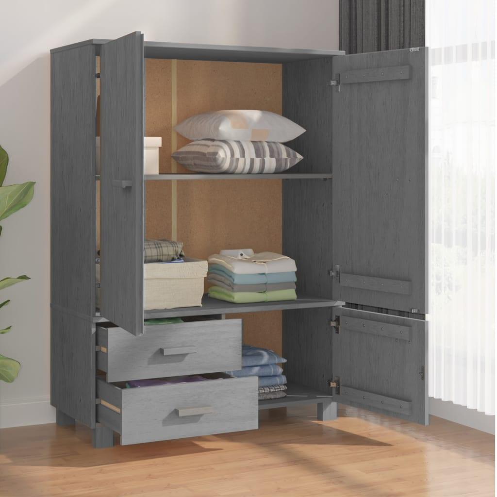 Wardrobe Dark Gray 39"x17.7"x53.9" Solid Wood Pine at Set Shop and Smile