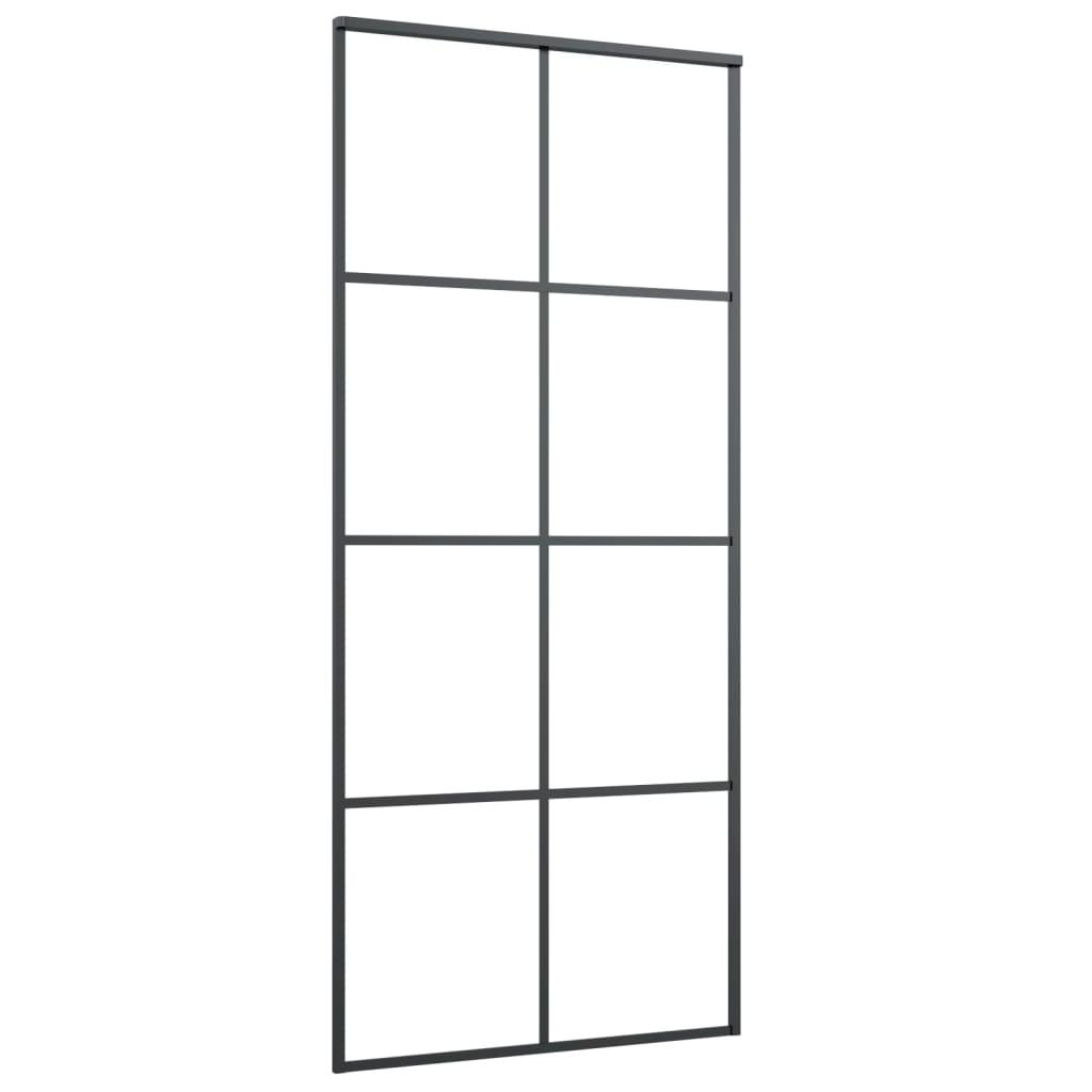 Sliding Door Black 35.4"x80.7" ESG Glass and Aluminum at Set Shop and Smile