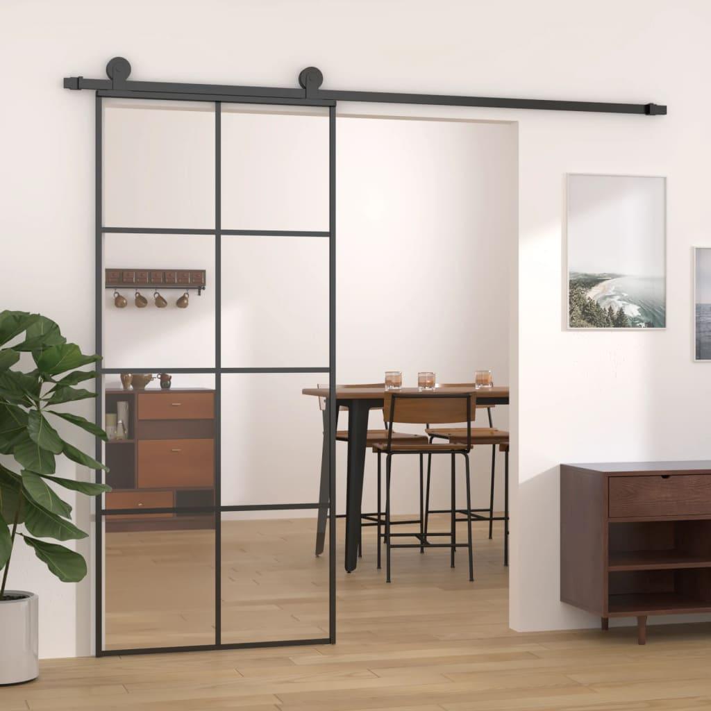 Sliding Door Black 35.4"x80.7" ESG Glass and Aluminum at Set Shop and Smile