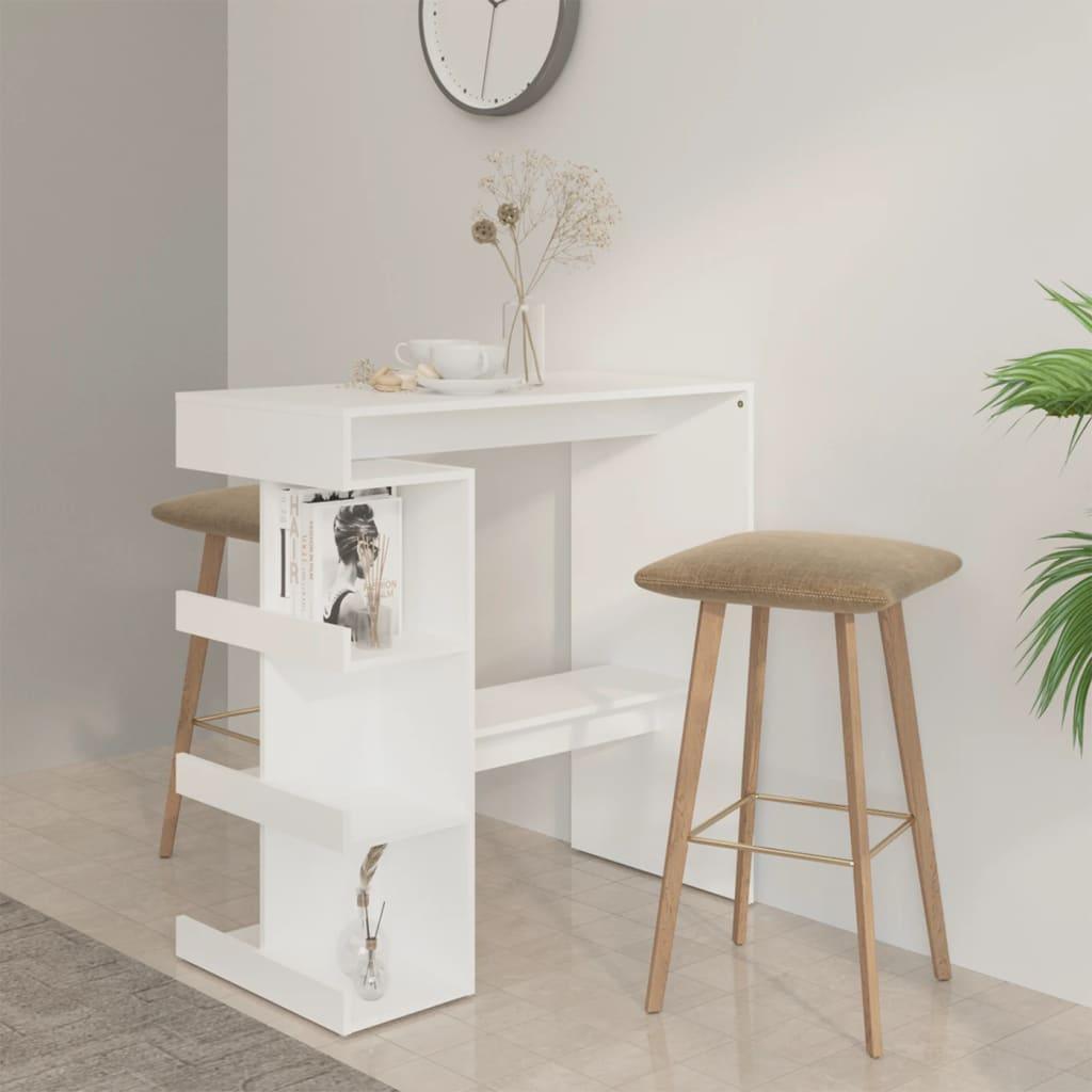 Bar Table with Storage Rack White 39.4"x19.7"x40" Engineered Wood at Set Shop and Smile