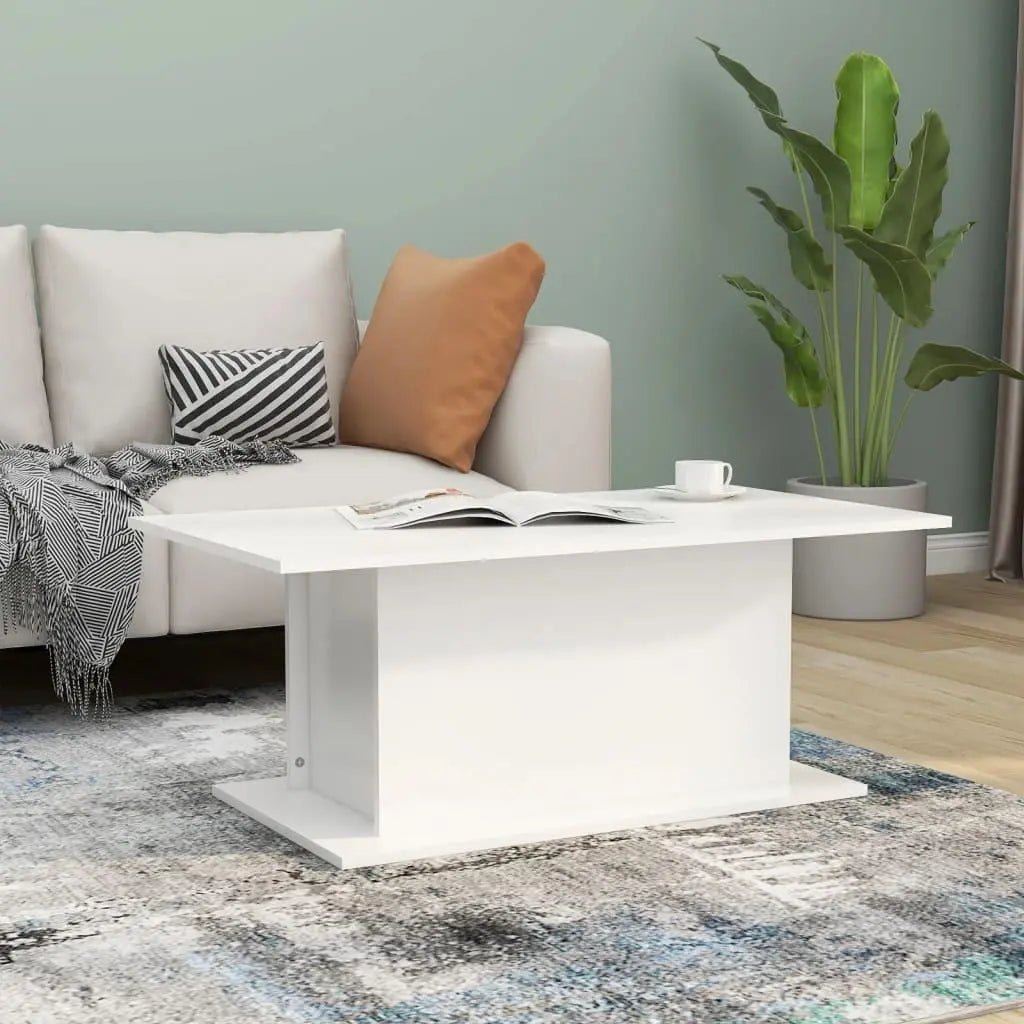 Coffee Table White 40.2"x21.9"x15.7" Engineered Wood at Set Shop and Smile