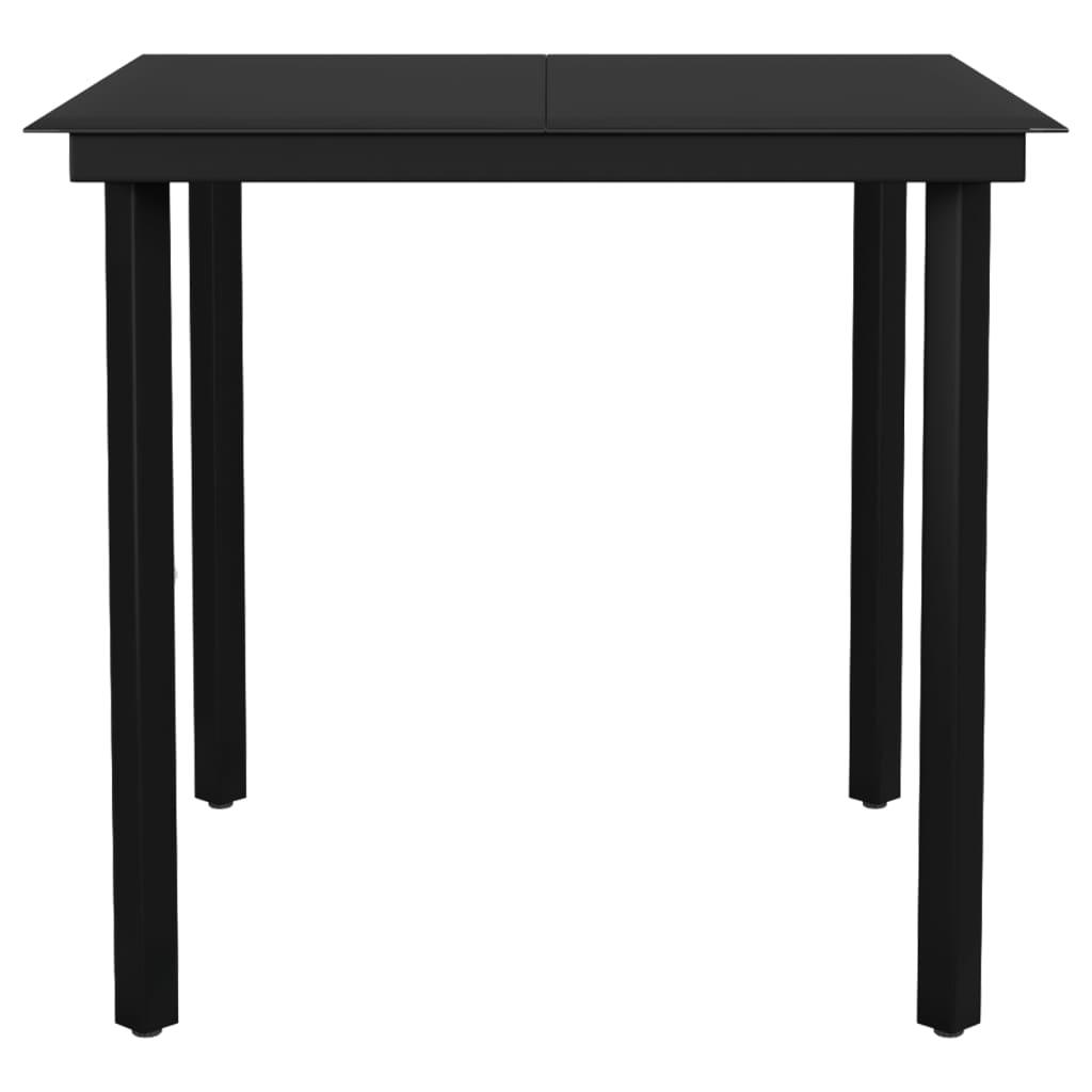 Patio Dining Table Black 31.5"x31.5"x29.1" Steel and Glass at Set Shop and Smile