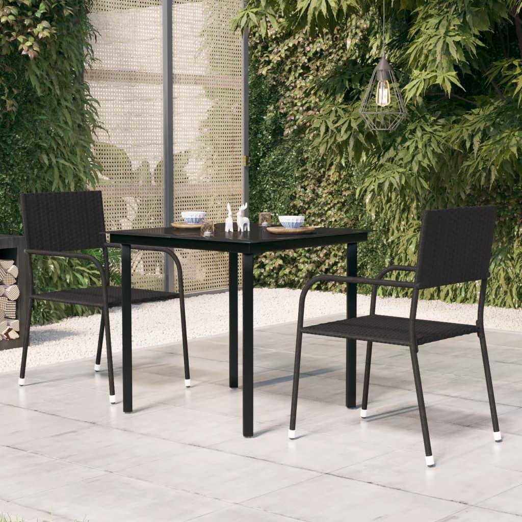Patio Dining Table Black 31.5"x31.5"x29.1" Steel and Glass at Set Shop and Smile