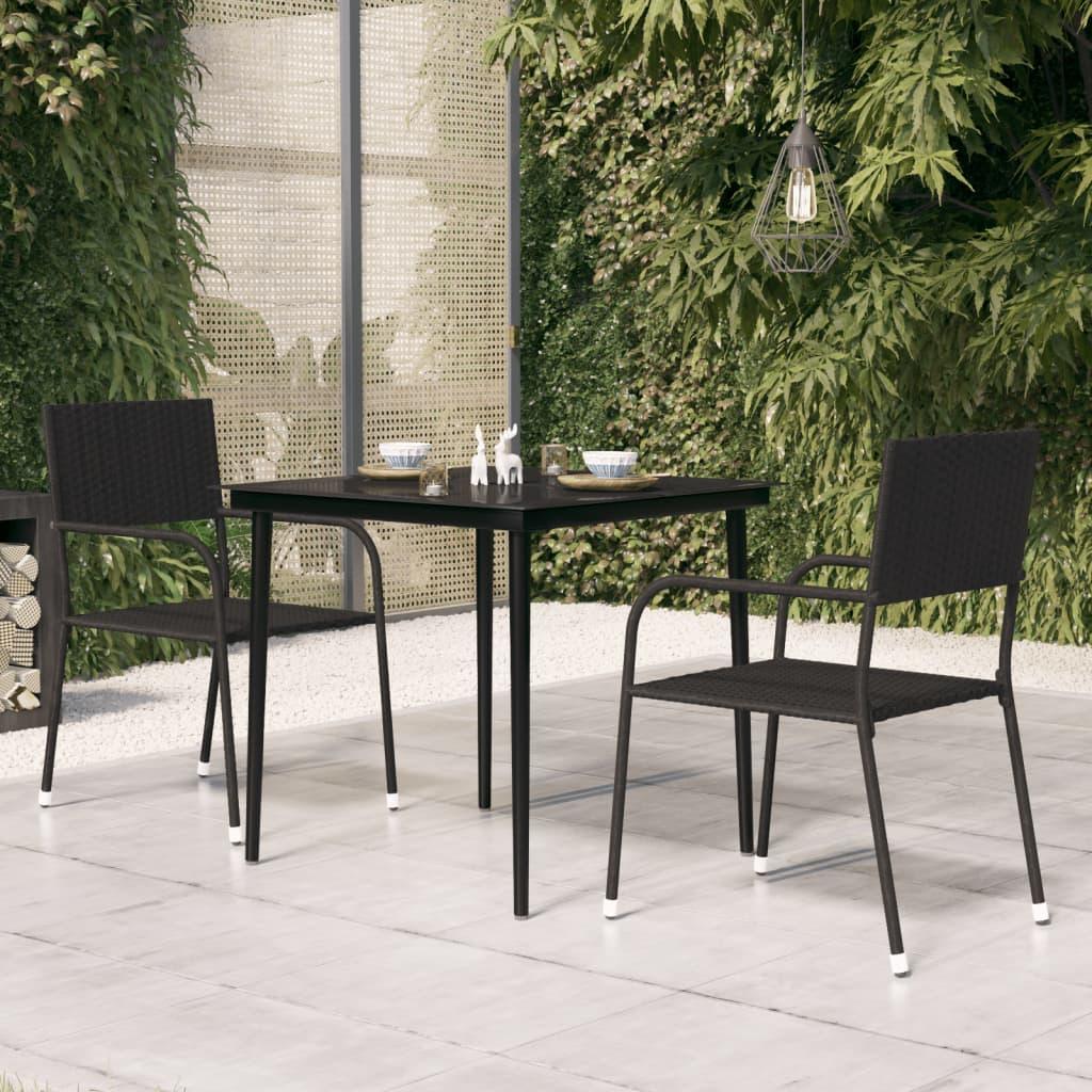 Patio Dining Table Black 31.5"x31.5"x29.1" Steel and Glass at Set Shop and Smile