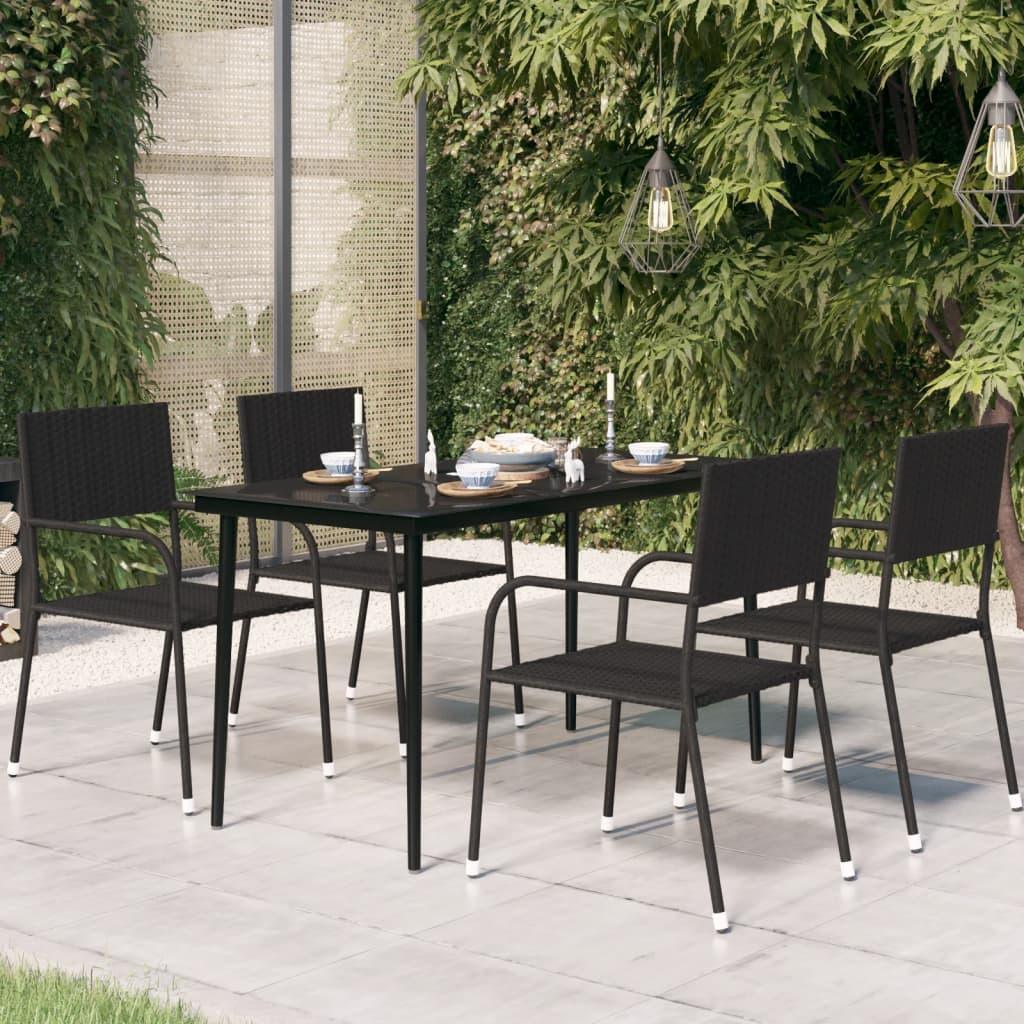 Patio Dining Table Black 55.1"x27.6"x29.1" Steel and Glass at Set Shop and Smile