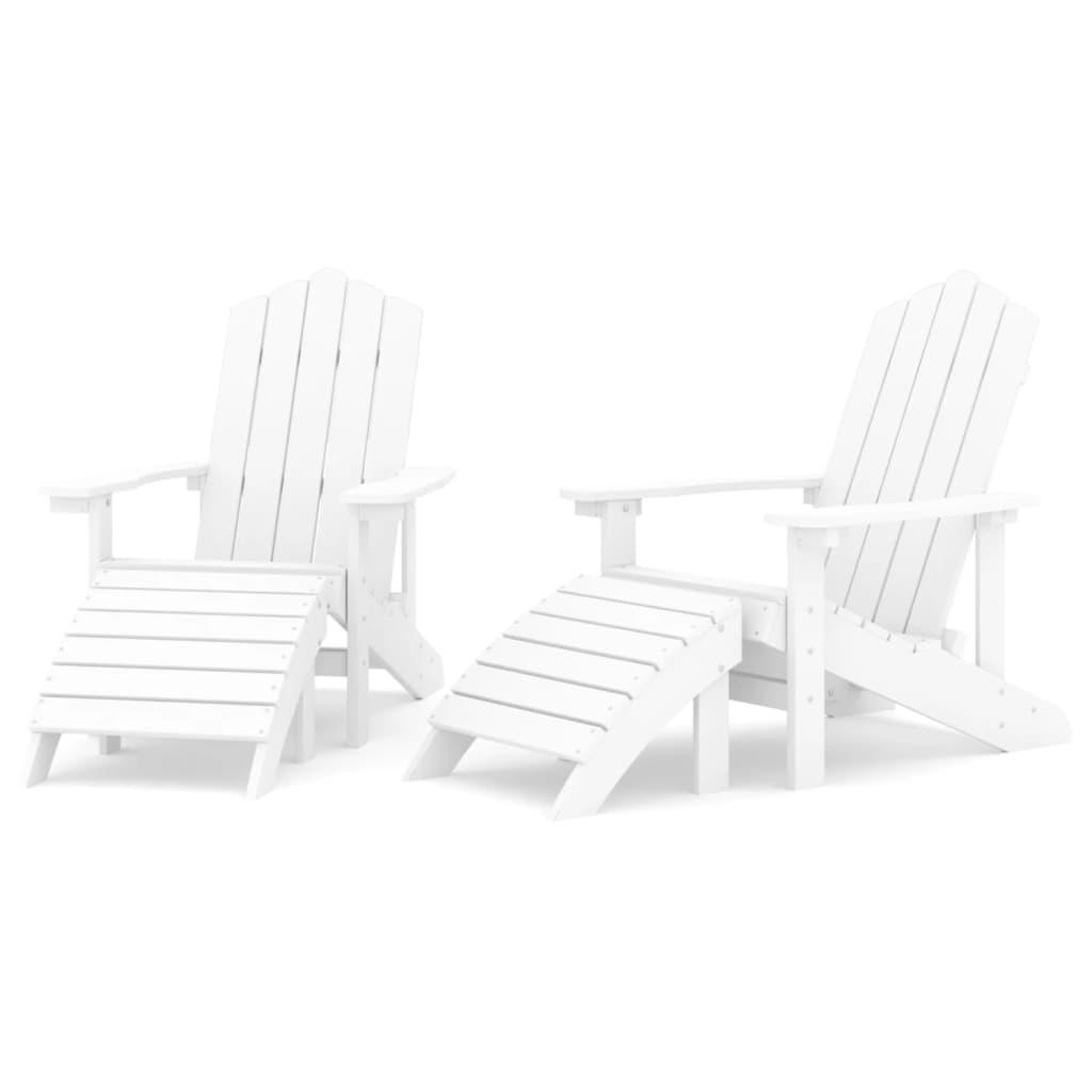 Patio Adirondack Chairs 2 pcs with Footstools HDPE White at Set Shop and Smile
