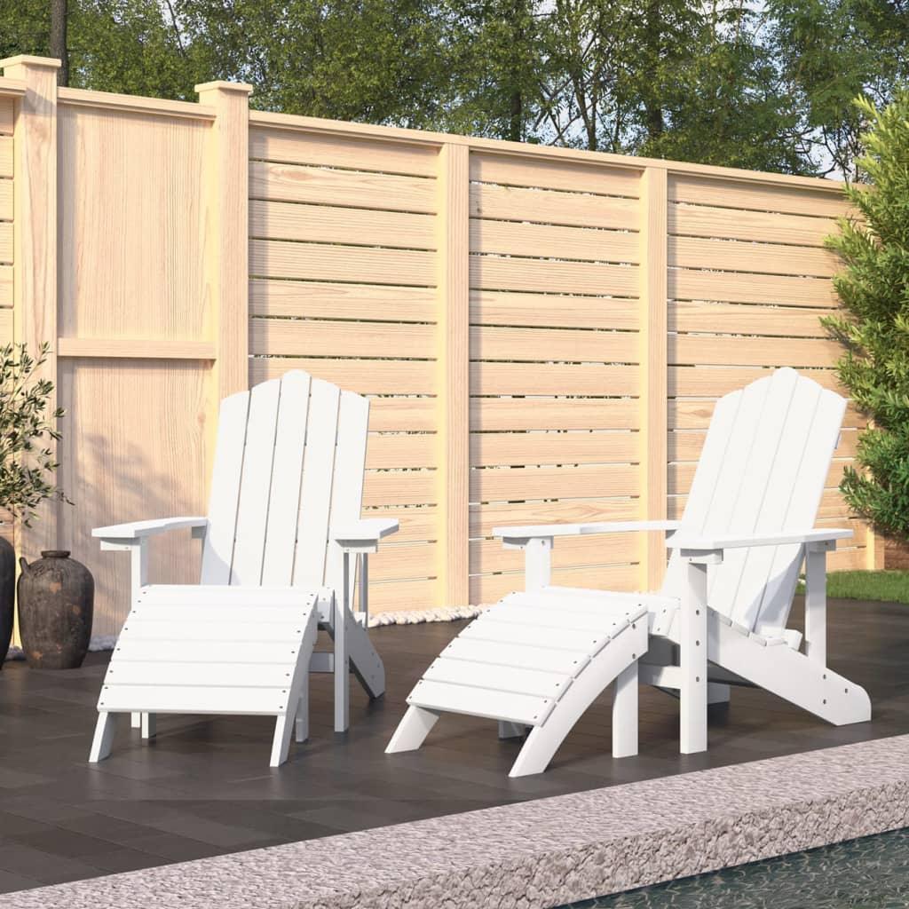 Patio Adirondack Chairs 2 pcs with Footstools HDPE White at Set Shop and Smile