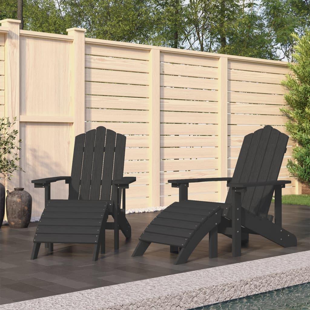 Patio Adirondack Chairs 2 pcs with Footstools HDPE Anthracite at Set Shop and Smile