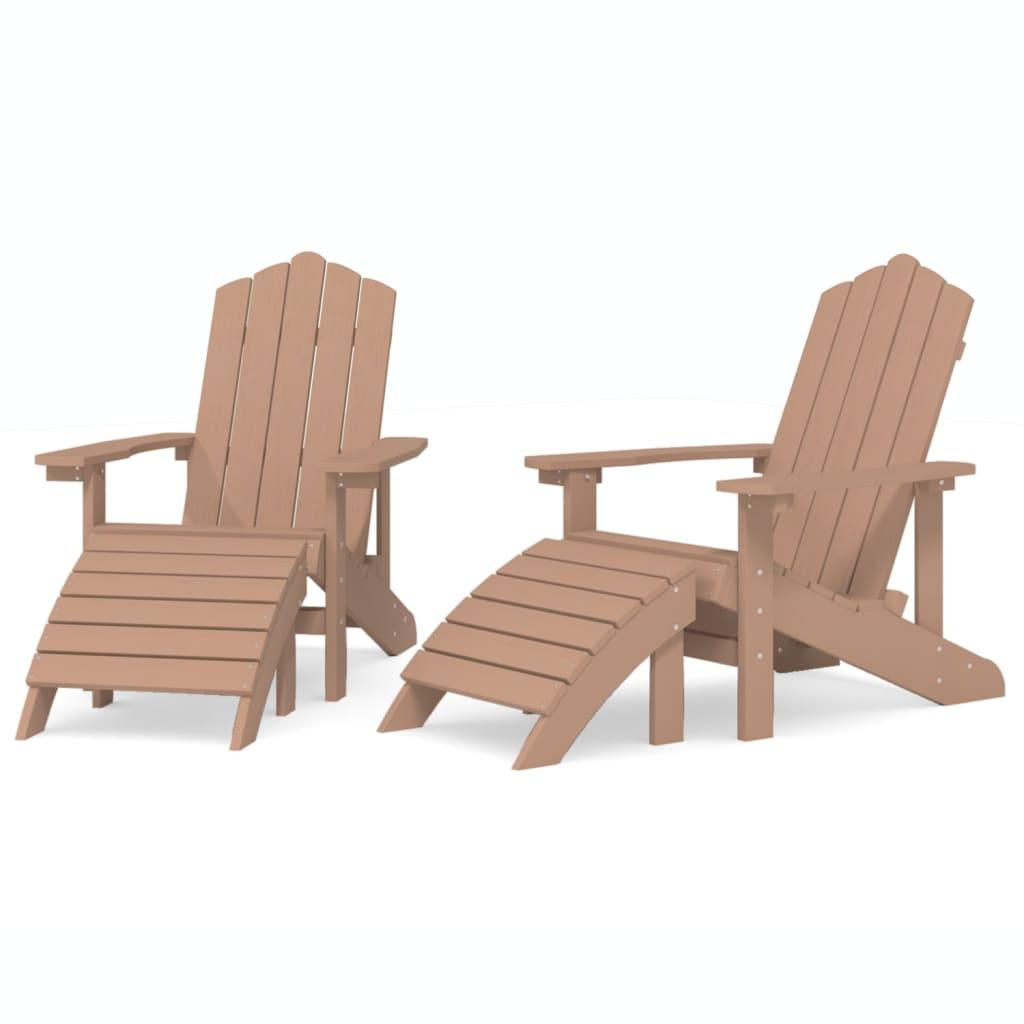 Patio Adirondack Chairs 2 pcs with Footstools HDPE Brown at Set Shop and Smile