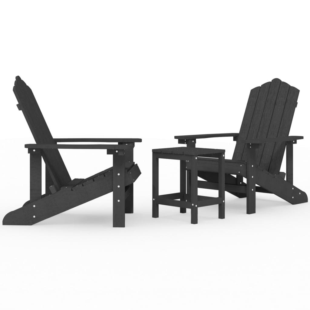 Patio Adirondack Chairs with Table HDPE Anthracite at Set Shop and Smile
