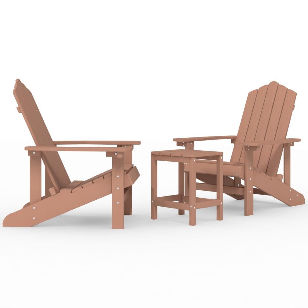 Patio Adirondack Chairs with Table HDPE Brown at Set Shop and Smile