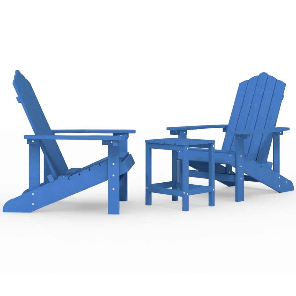 Patio Adirondack Chairs with Table HDPE Aqua Blue at Set Shop and Smile