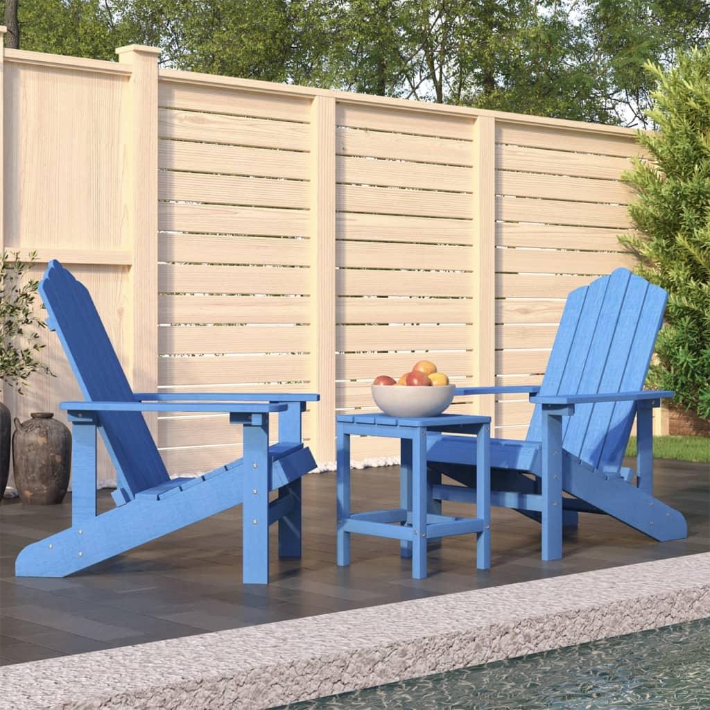 Patio Adirondack Chairs with Table HDPE Aqua Blue at Set Shop and Smile