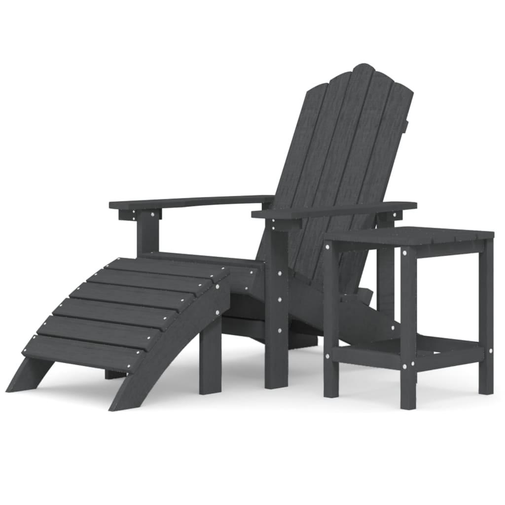 Patio Adirondack Chair with Footstool & Table HDPE Anthracite at Set Shop and Smile