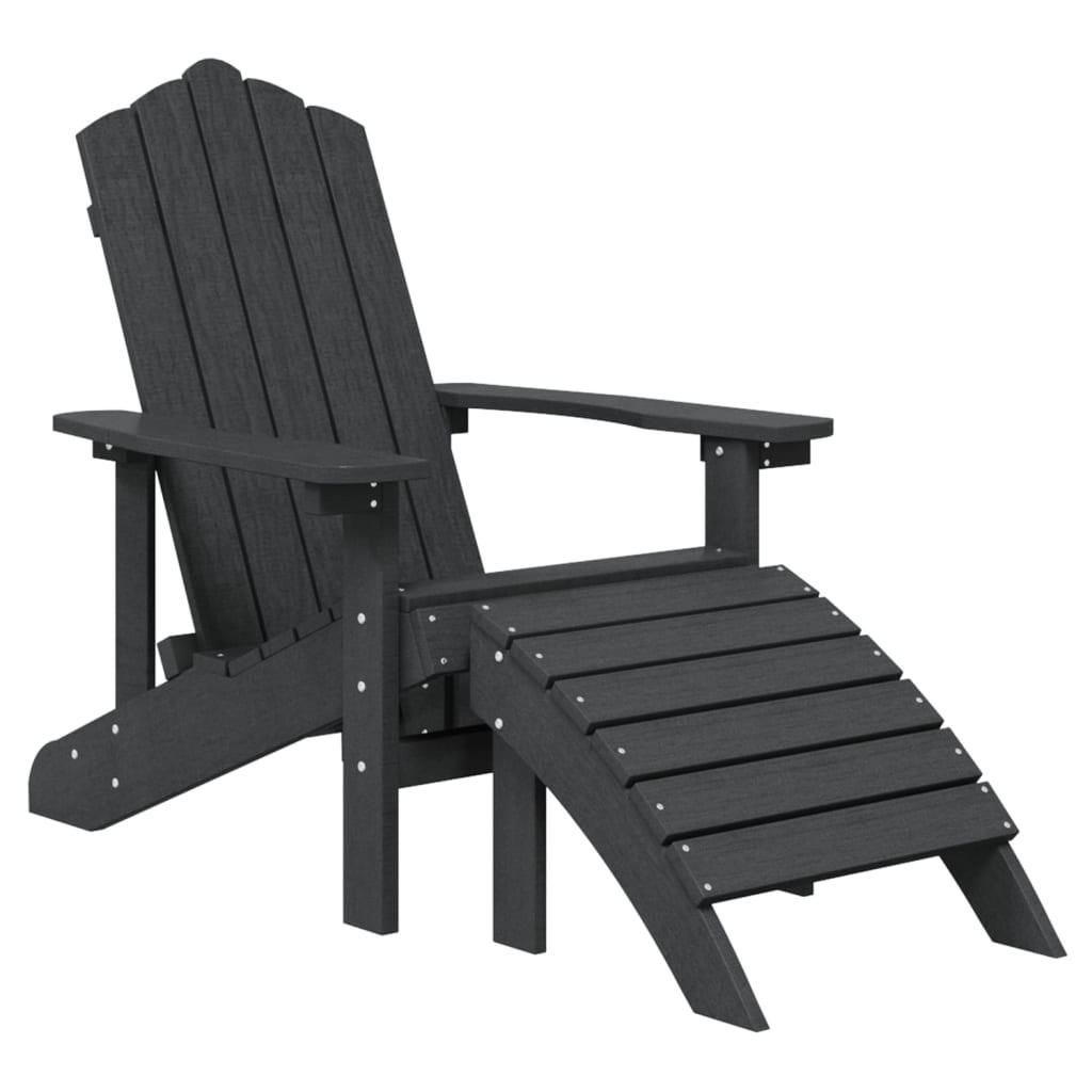 Patio Adirondack Chair with Footstool & Table HDPE Anthracite at Set Shop and Smile