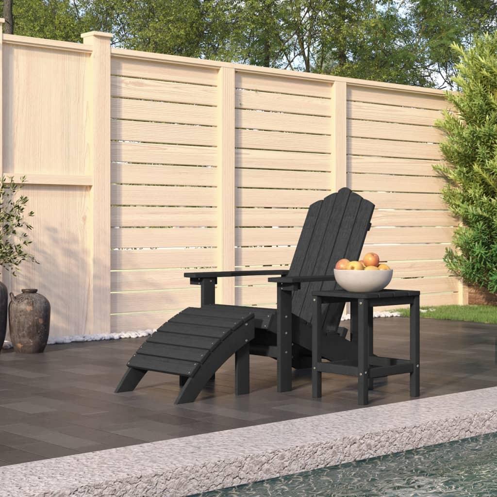 Patio Adirondack Chair with Footstool & Table HDPE Anthracite at Set Shop and Smile