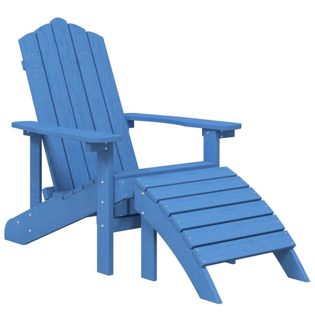 Patio Adirondack Chair with Footstool & Table HDPE Aqua Blue at Set Shop and Smile