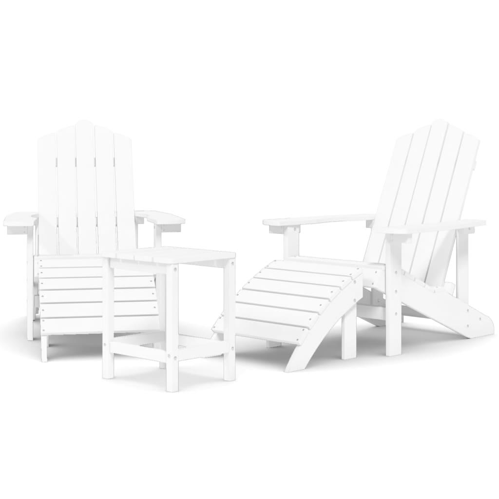 Patio Adirondack Chairs with Footstool & Table HDPE White at Set Shop and Smile