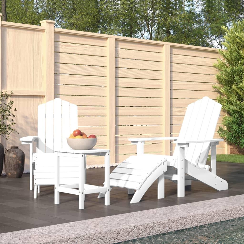 Patio Adirondack Chairs with Footstool & Table HDPE White at Set Shop and Smile