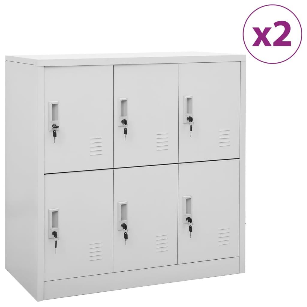 Locker Cabinets 2 pcs Light Gray 35.4"x17.7"x36.4" Steel at Set Shop and Smile