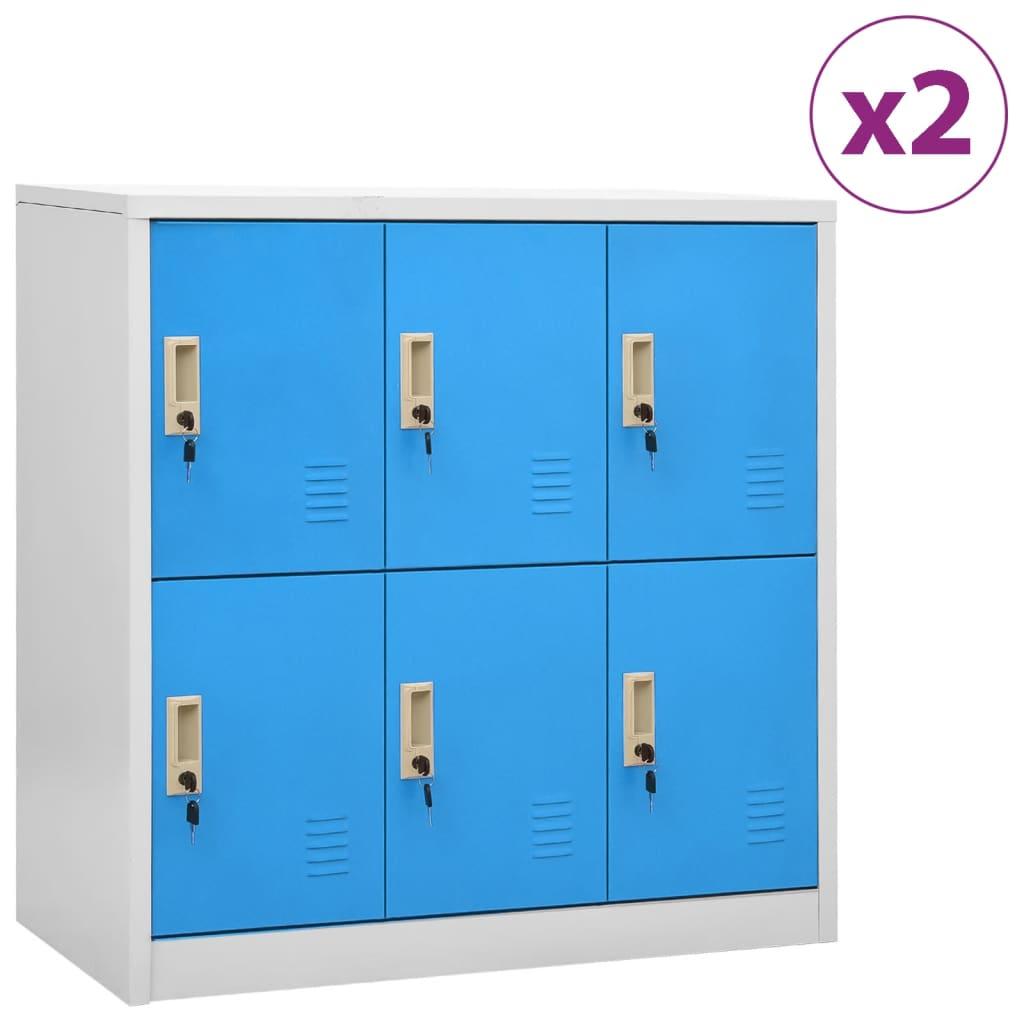 Locker Cabinets 2 pcs Light Gray and Blue 35.4"x17.7"x36.4" Steel at Set Shop and Smile